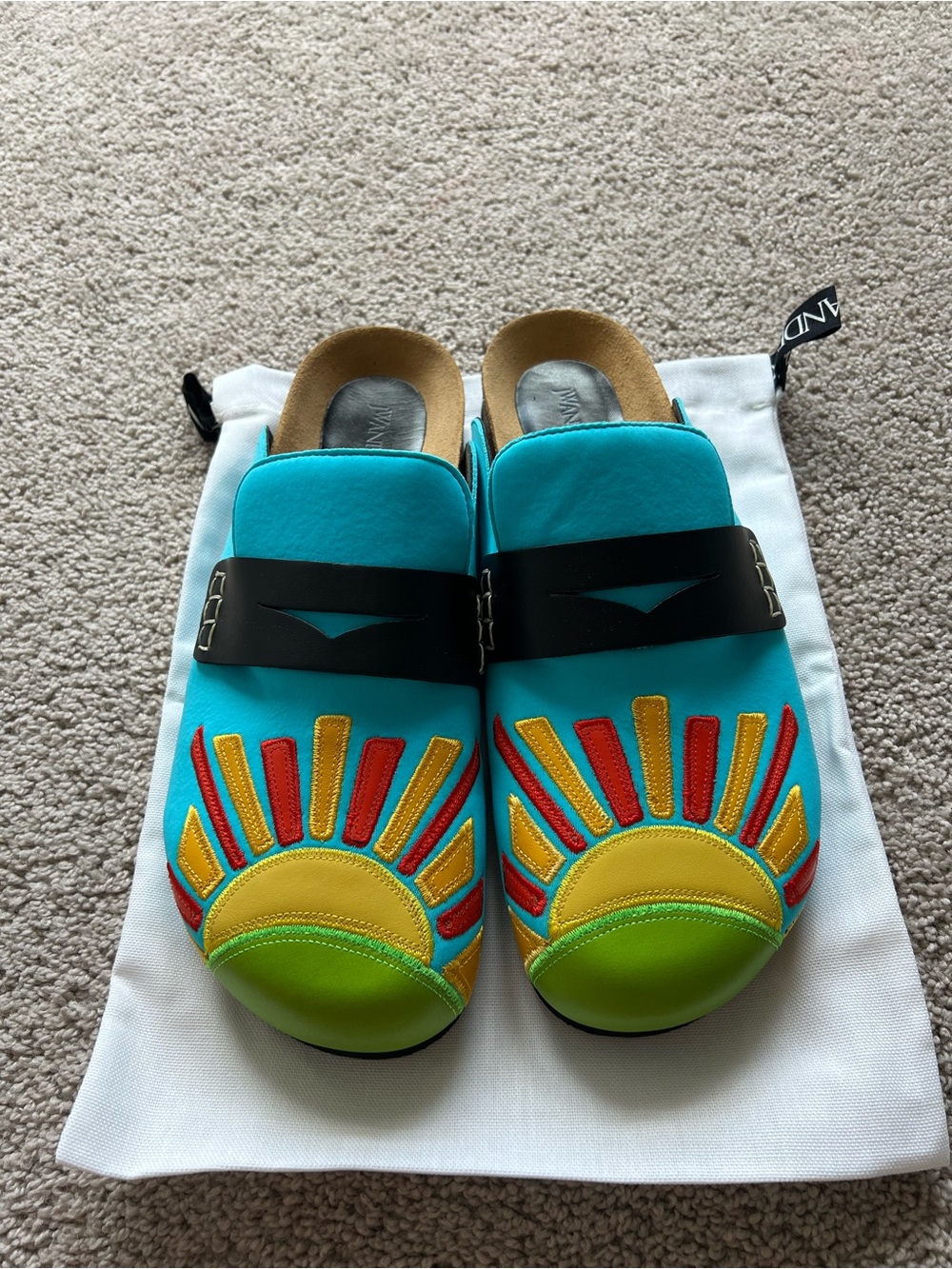 Men's Turquoise Sunburst Slide Sandals by MCM